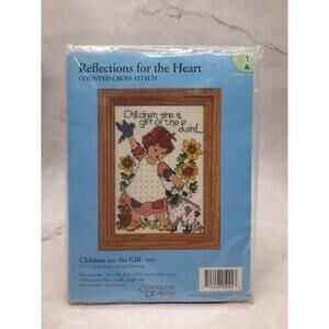 Vintage Candamar Counted Cross Stitch Kit Children are the Gift 5094 5x7